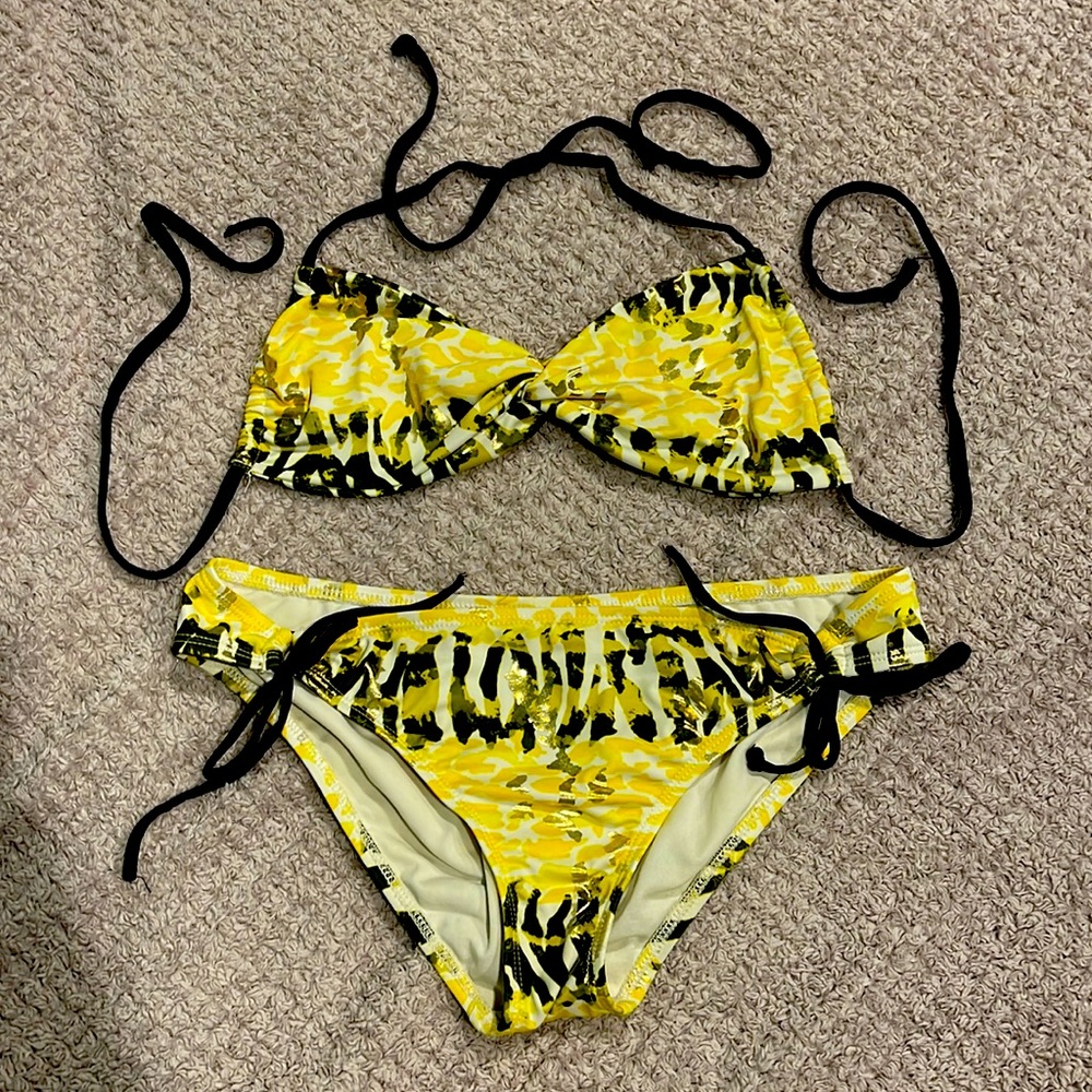 Bikini! Size: Large - Yellow, white, dark & light green with gold accents.